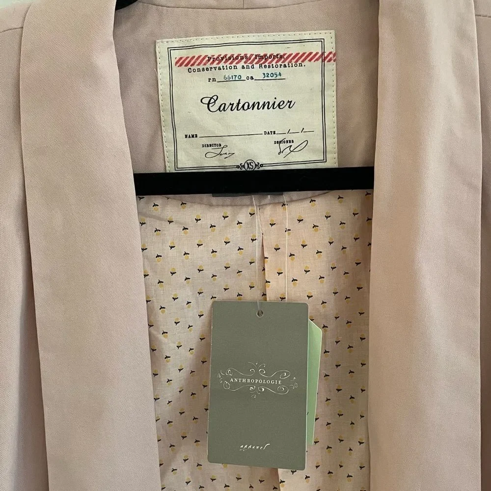 ANTHROPOLIGIE Cartonnier Peplum Blazer Jacket Dusty Rose Pink XS